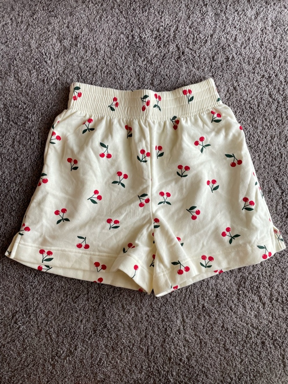 Cherry Print Lounge Shorts Women’s Small Cottagecore Pajama elastic waist